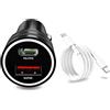 Tonsiny Caricabatteria da auto super veloce 25W per Samsung S25 S24 Z Fold Flip 7 FE Ultra A56 A36 PD/PPS 40W 2 porte USB C caricabatteria per auto per Tab S10 S9 A9 accendisigari Spina 12/24V (caricabatteria