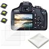 Doxxvai Pellicola Protettiva per Canon EOS 2000D/4000D (1300D,1200D) | 3x Vetro Temprato 9H, Antigraffio & Senza Bolle, incl. 3 Copri Slitta Flash con Livella a Bolla & 1 Panno Pulizia