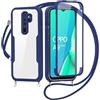 FERLAN Cover per Oppo A9 2020/Oppo A5 2020 con Cordino, 360 Gradi Antiurto Custodia con Protezione Schermo Integrata Trasparente Rugged TPU Bumper Doppia Protettiva Cover per Oppo A9 2020/Oppo A5 2020 -Blu
