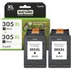 Matsuro Confezione da 2 cartucce 305XL nere, compatibili con HP Deskjet 1110 2130 3630, Envy 4520 4521 4500, OfficeJet 3830 4650 4651, alta capacità, cartuccia di ricambio, circa 650 pagine per ciascuna