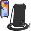 WenBaby Cover Compatible con Xiaomi Redmi Note 11 Pro,Cellulare Girocollo Custodia con Cordino TPU Corda Silicone Case Bumper Custodia, Nero