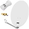 HB-Digital HB Digital - Impianto satellitare, piastra a specchio in acciaio, full HD, ricezione 4 utenze con sistema DVB-S/S2, 60 cm + spina in dotazione