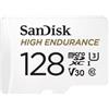 SanDisk 128GB High Endurance microSDXC card for IP & dash cams + SD adapter up to 10,000 Hours Full HD / 4K videos till 100 MB/s UHS-I Class 10 U3 V30