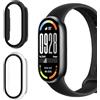 Vanrain Cover per Xiaomi Mi Band 10 / Mi Band 10 NFC, 2 Pezzi Custodia Protezione Totale Ultra Sottile Cover Rigida per PC Schermo con Pellicola Vetro, Transparent+Nero