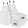 Jewan 4 Pezzi 12W Caricatore Presa USB, 5V/2.4A Alimentatore Caricabatterie USB Spina Charger Prese Spinotto Compatibile con iPhone Samsung Huawei Xiaomi LG