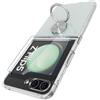 STARRYNOVA Cover Compatibile con Samsung Galaxy Z Flip 5 5G, Custodia Trasparente Silicone con Anello Ruotabile Cavalletto, Quattro Angoli Anti-Caduta Crystal Clear Case - Anello Argento