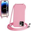WenBaby Cover Compatible con iPhone 14 Pro Max,Cellulare Girocollo Custodia con Cordino TPU Corda Silicone Case Bumper per iPhone 14 Pro Max Custodia, Rosa