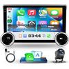 VECHTEL 4G+64G Android 15 Autoradio 2 Din con Carplay Android Auto senza Fili, 10.1'' Schermo Tattile Stereo Auto con Bluetooth Radio FM/AM/RDS Doppie Manopole GPS Wi-Fi Mirror Link USB Telecamera