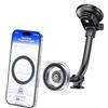 APPS2Car ASIN APPS2Car Supporto magnetico da auto per MagSafe, ventosa con braccio lungo per parabrezza e cruscotto, regolabile con una mano, fissaggio stabile, iPhone 17-12 + anello metallico