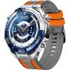GIOPUEY Cinturini Compatibile con Huawei Watch Ultimate 2, Morbido TPU Cinturino [Design a Colori di Giunzione] - Grey/Orange