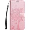 VQWQ Custodia per Honor 50 5G Gatto Albero Fessure per Carte Rosegold