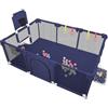 HUOLE Box Box XXL pieghevole modulabile per neonati con barriere/rete/palla oceanica/4 maniglie, playpen extra large per neonati e bambini piccoli, box box 180 x 120 x 66 cm, blu navy