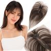 Elailite Hair Topper Donna Capelli Veri Clip 10g 25cm Protesi Toupee Posticci Toupet Silk Lace 3x13cm con Frangia #2 Marrone Scuro