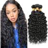 Creuost 28 30 32 Inch Water Wave Human Hair Bundles 1B Natural Black Perrucche Donna Extensions Double Weft Unprocessed Brazilain Remy Hair Weave Extension With Minimal Tangle 3 Bundles Total 300g