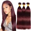 Creuost 30 32 34 Inch Straight Human Hair Bundles #99j Burgundy Red Perrucche Donna Extensions Double Weft Unprocessed Brazilain Remy Hair Weave Extension With Minimal Tangle 3 Bundles Total 300g