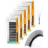 NAGARAKU 5 Scatole Narrow 3D W Ciglia Finte Prefabbricate Volume Naturale Soffici Compatte A Lunga Tenuta Spesse Leggere Comode Pre-Formate A Ventaglio Weave Strette W Lash Nero Opaco (0.07 D 8-15mm)