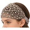 Generico Fascia in Pizzo per Donna,Per Acconciature Con Perline Floreali E Perle - Fascia Large Bohemian Elasticizzata - Per Matrimonio Viaggio Uso Quotidiano Vacanza E Acconciatura