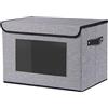 YheenLf Scatola di stoccaggio pieghevole 1 pezzi con coperchio,cubo di stoccaggio con finestra trasparente,utilizzato per riporre vestiti,scarpe,ecc.Grigio, 45x30x30cm