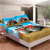 Loussiesd set di biancheria da letto con trattore stampato da uomo, costruzione auto, set di lenzuola per bambini e bambini, con angoli, per veicoli pesanti, colore rosso