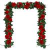 Huryfox Ghirlanda di fiori artificiali, 2 fili di 216 cm di lunghezza, rampicanti artificiali per decorazioni, 16 fiori per filo, arco floreale con rose rosse finte per casa, giardino, matrimoni