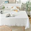 Mesnt Tovaglie Antimacchia Rettangolari, 180x260 cm Copritavolo con trama a traliccio intrecciato, per sala da pranzo, buffet, banchetti, ristorante, con nappa, Bianco, Stile1