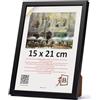 3-B LUND - Cornice portafoto in legno, 15 x 21 cm (A5), colore nero, con vetro acrilico