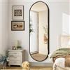JJUUYOU Specchio da parete per bagno a figura intera, specchio ovale, cornice in metallo nero, specchio, 120 x 45 cm, opaco, camera da letto, toeletta, casa di campagna, vetro temperato inossidabile