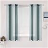 MIULEE Tende a Righe per Interni, Tende Trasparenti in Voile Tende Camera da Letto, Tenda Salotto Moderne con Anelli, Tenda a Pannello da Interno Finestra a Righe Bianche e Verde, 2x 140x175 CM