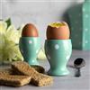 City to Cottage® Set di 2 Portauova Verde Acqua e Bianco | Fantasia con Puntini a Pois | Lavorato e Dipinto a Mano | Ceramica | Portauovo per Uova Sode o alla Coque