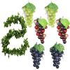 Lepidi 7 Pezzi uve Artificiali, uva Finta, uva Artificial Con Foglie, Plastica Simulata Frutta, Plastica Uva Spiedini Artificiale, per la Presentazione Della Frutta, Decorazione del Vino