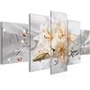 Runa Art - Quadri Fiori Gigli 200 x 100 cm 5 Pezzi XXL Decorazione Murale Design Beige Grigio 019851a