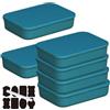 CNKHDZ Set da 6 contenitori con coperchio, contenitori impilabili con coperchio, contenitori in plastica per scaffali, cucina e bagno (Blu, 36.5 * 26 * 7.7cm)