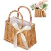 Generico Cestino in Vimini Naturale Rettangolare Borsa Tote Estiva in Tessuti a Mano Bianco per Decorazione e Uso Esterno