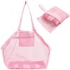 FOSDICK Rete Borsa Mare Donna, Borsa Spiaggia Grande, Portatili Pieghevoli Borsa Giochi Spiaggia, Anti-Sabbia Traspiranti Sacca Giochi Spiaggias per Piscina Viaggio Scarpe Wet Asciugamani (Rosa)