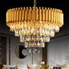 MSSIAN Lampadario a cristallo moderno dorato a 5 livelli, rotondo - Lampada a sospensione a soffitto a 12 luci per sala da pranzo, soggiorno, camera da letto e ingresso, Ø 60 cm