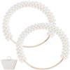 Beebeecraft 2 pz. Manico per Borsa in Perle Plastica Bianca Perle Finte Lega d'oro Anello Rotondo Perline Decorativo Manici per Borsetta Corta Ricambio per Artigianato Fai da Te Borse