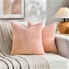 FDTERN Set di 2 Boho Federe de Cuscini per Divano 50x50 in Velluto a Coste，Moderno Morbido Motivo a Croce Decorativa Copricuscini per Divano Camera da Letto,Rosa-pesca