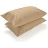 PARAMAISON Coppia Federe Cuscino Letto, Morbide Traspiranti, Set 2 Copricuscini Cotone 100% a Sacchetto, Tinta Unita | 52x82 cm Beige