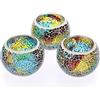 SUMTree 3pcs portacandele in vetro mosaico portacandele riscaldatore piatto portacandele votivi centrotavola per tavolo, matrimonio, decorazione interna (multicolore)