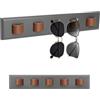 JYYWTSI Porta Occhiali da Parete in Bambù e Pelle, Porta Occhiali da Sole con 5 Cinghie, Organizer Occhiali Senza Fori, Espositore Occhiali Salvaspazio per Casa Camera Ingresso