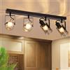 CBJKTX Faretto da soffitto nero Spots 4 Flame - 350° Lampada da soffitto | girevole Vintage Industrial E14 Luce da soffitto vetro Spotlight Smoke Grey Lampada da parete per corridoio cucina soggiorno