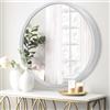 JJUUYOU Specchio da parete 50 cm specchio rotondo per bagno argento specchi circolari bagno decorazione da parete specchi con cornice in metallo per soggiorno camera da letto dormitorio decorativo