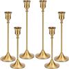 Jinavoty Portacandele, portacandele conici in ottone dorato per candelieri, candelabri vintage portacandele per camino, festa, pranzo, casa (Oro, 6 pezzi)