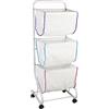 WENKO Cesto smistabiancheria Escala bianco, sistema a carrello verticale con tre cesti rimovibili e quattro rotelle scorrevoli, grande capienza di 99 l e tre scomparti, (L x A x P): 46 x 126 x 44 cm