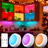Yiliaw Confezione da 3 luci LED a disco, con telecomando, 16 colori intercambiabili, luci da sotto armadietti, luci notturne a batteria, con dimmer e regolatore, per armadio, camera da letto, cucina,