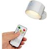 EDEDE Lampade da parete, Lampada da parete ricaricabile wireless for interni con telecomando e touch, applique da parete a LED senza fili alimentata a batteria con ricarica USB per Casa, Hotel(F1-White)