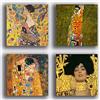 Printerland Quadri Moderni KLIMT 4 pezzi donne donna Stampa Tela CANVAS Arredamento Arte XXL Arredo soggiorno salotto camera da letto cucina ufficio bagno bar ristorante (4 pezzi 30x30 cm cad.)