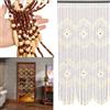 HauTour Tenda di perle per porta del balcone, tenda a fili in bambù e perline di legno, da appendere, per porta, 90 x 175 cm, adatta per finestre, casa, camera da letto, beige