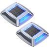 hoyiours Luci Solari Esterno 2 Articoli Segnapasso LED Esterno Impermeabile IP68 Lampione Solare Blu Faretti Giardino Solari 24LM Luci LED Solari da Esterno Giardino per Terra, Scale e Piscina