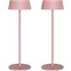 K-Bright 2 pezzi Lampada da tavolo, Lampada Notte 3000K, Protezione IP54 Lampada Led Ricaricabile senza fili, Adatto A Cena,Lettura,Camera,Giardino E Tanto In Piu (Rosa)
